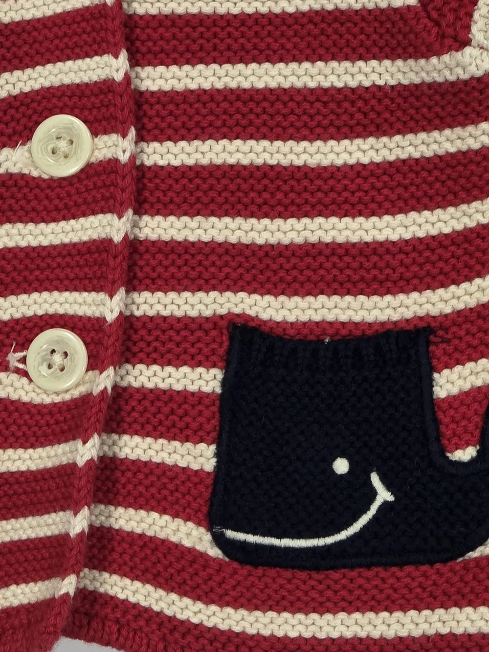 GAP Red and Cream Striped Baby Hooded Cardigan with Whale Pockets 0-3m